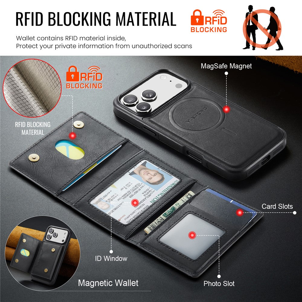 MAGKING K4 Series For iPhone 17 Pro Max Case Compatible with MagSafe Detachable Wallet PU TPU PC Phone Cover