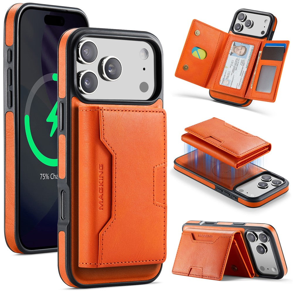MAGKING K4 Series For iPhone 17 Pro Max Case Compatible with MagSafe Detachable Wallet PU TPU PC Phone Cover