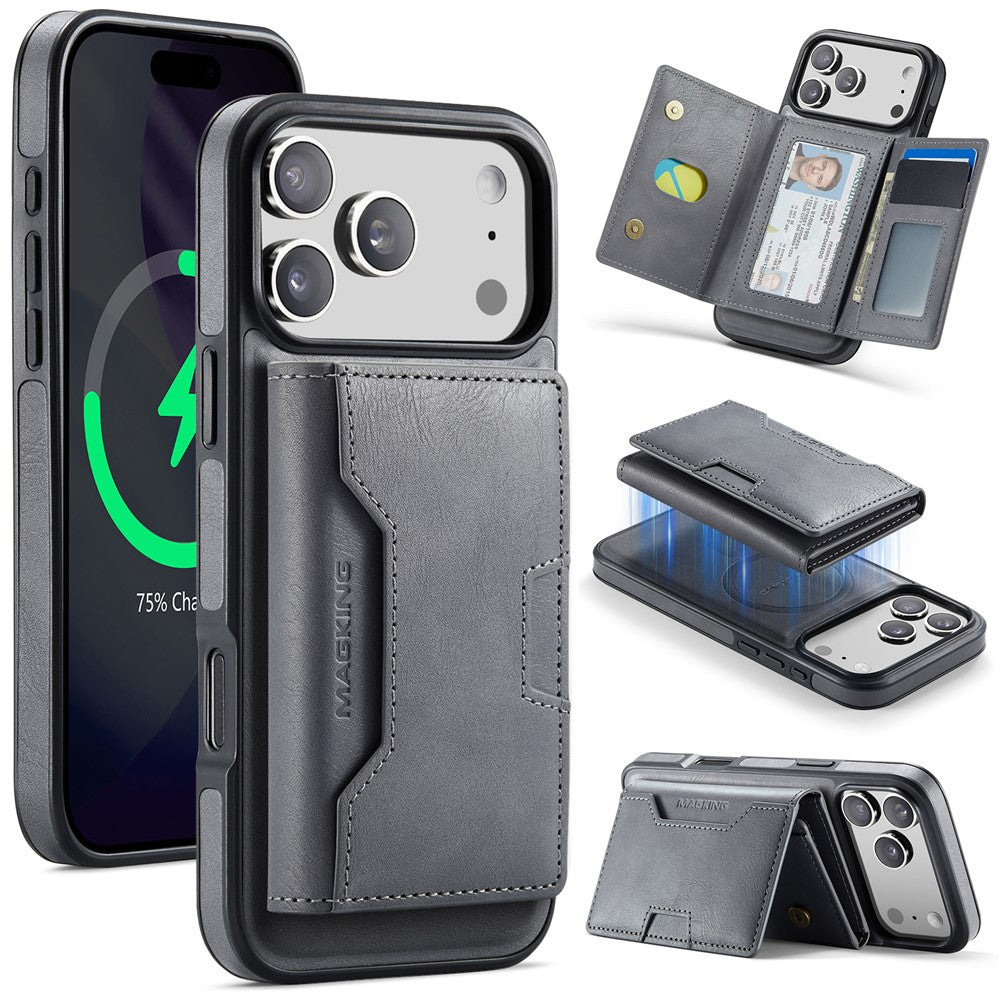 MAGKING K4 Series For iPhone 17 Pro Max Case Compatible with MagSafe Detachable Wallet PU TPU PC Phone Cover