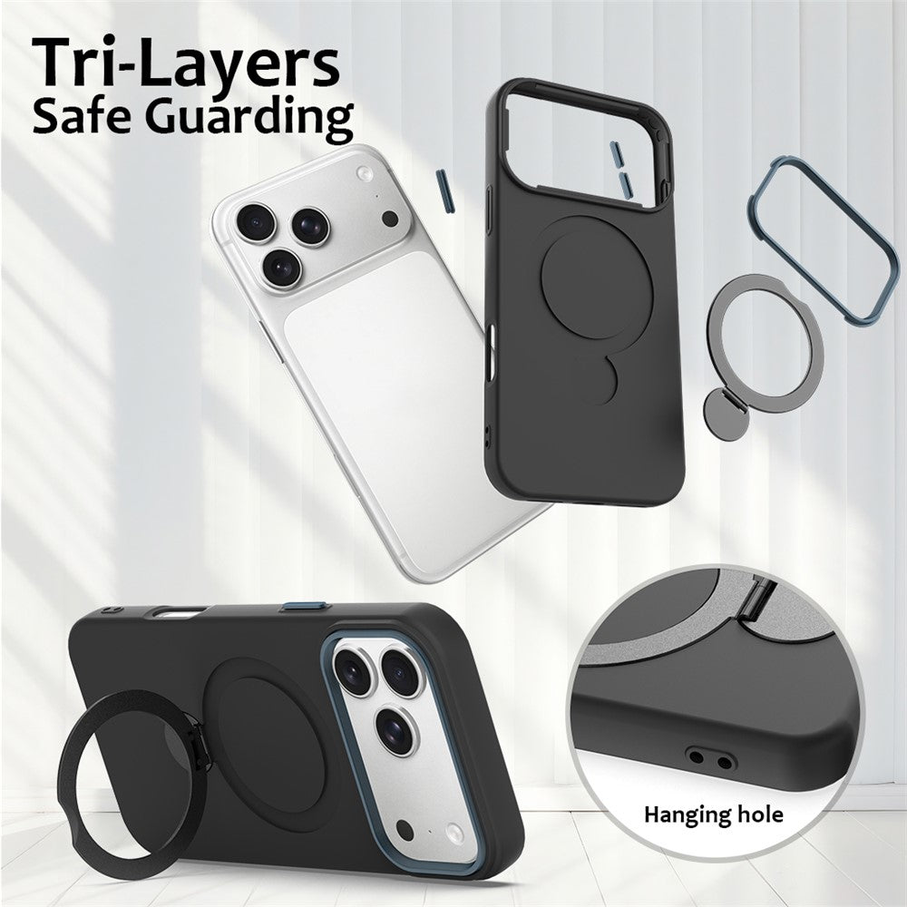 For iPhone 17 Pro Max Case Compatible with MagSafe Rotating Ring Kickstand TPU + PC Phone Back Cover