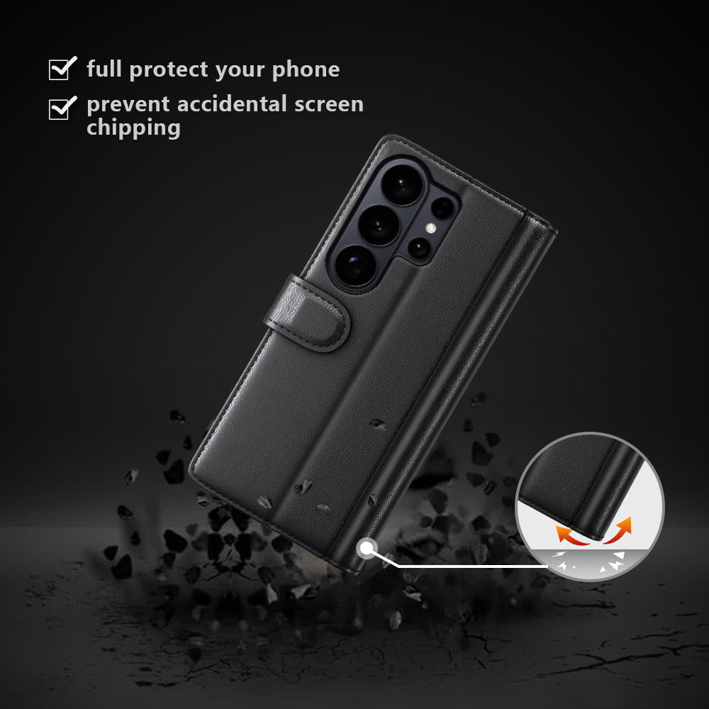 For Samsung Galaxy S26 Ultra Case Genuine Split Leather Phone Cover with Wallet Stand