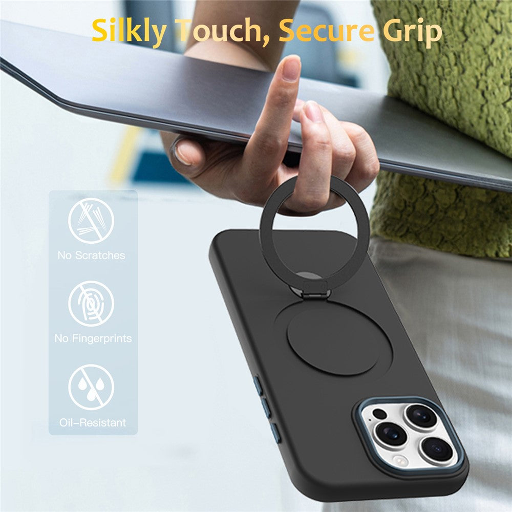 For iPhone 16 Pro Max Case Compatible with MagSafe Rotating Ring Kickstand TPU + PC Phone Back Cover