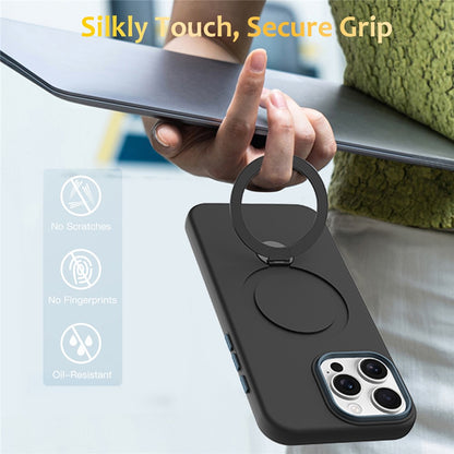 For iPhone 16 Pro Max Case Compatible with MagSafe Rotating Ring Kickstand TPU + PC Phone Back Cover
