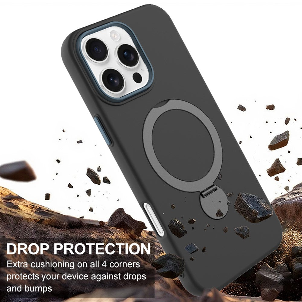For iPhone 16 Pro Max Case Compatible with MagSafe Rotating Ring Kickstand TPU + PC Phone Back Cover