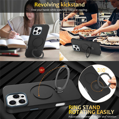 For iPhone 16 Pro Max Case Compatible with MagSafe Rotating Ring Kickstand TPU + PC Phone Back Cover