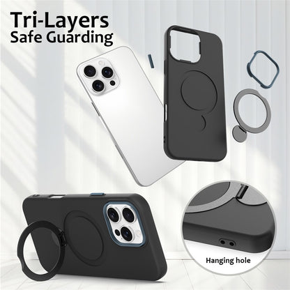 For iPhone 16 Pro Max Case Compatible with MagSafe Rotating Ring Kickstand TPU + PC Phone Back Cover