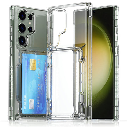 For Samsung Galaxy S26 Ultra Clear Case PC + TPU Phone Cover Card Holder Kickstand