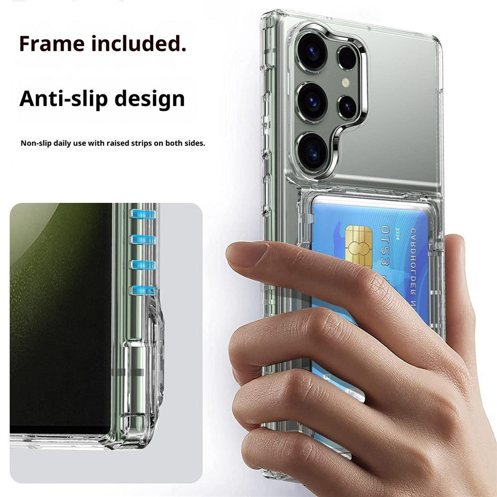 For Samsung Galaxy S26 Ultra Clear Case PC + TPU Phone Cover Card Holder Kickstand