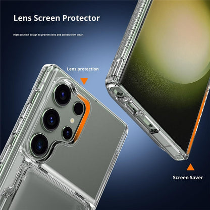 For Samsung Galaxy S26 Ultra Clear Case PC + TPU Phone Cover Card Holder Kickstand
