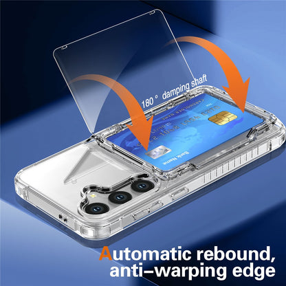 For Samsung Galaxy S26+ Clear Case PC + TPU Phone Cover Card Holder Kickstand
