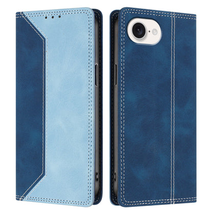 For iPhone 17e / 16e Leather Case Skin Touch Color Splicing RFID Blocking Wallet Stand Phone Cover