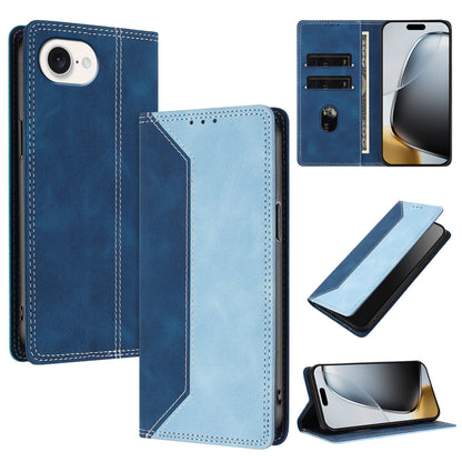 For iPhone 17e / 16e Leather Case Skin Touch Color Splicing RFID Blocking Wallet Stand Phone Cover