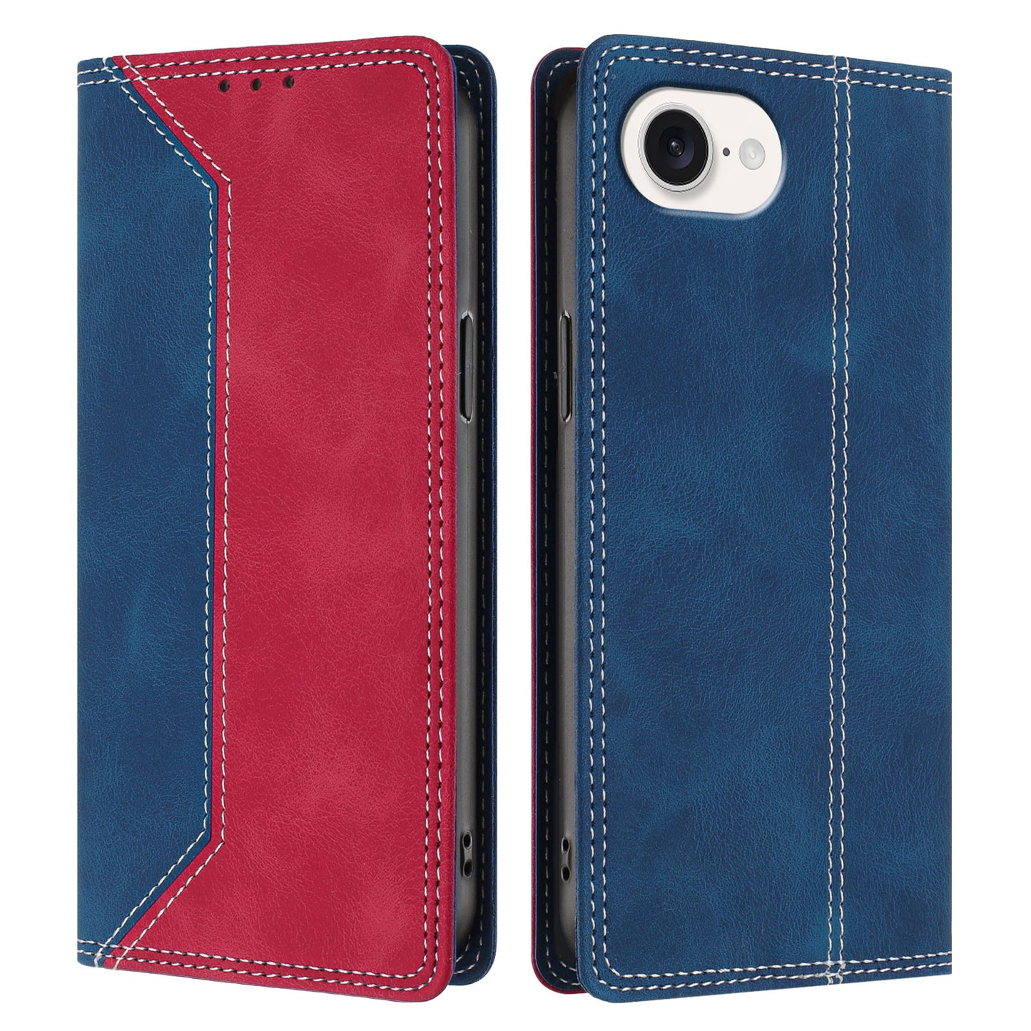 For iPhone 17e / 16e Leather Case Skin Touch Color Splicing RFID Blocking Wallet Stand Phone Cover