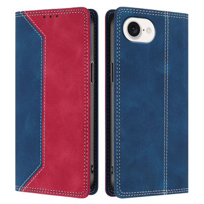 For iPhone 17e / 16e Leather Case Skin Touch Color Splicing RFID Blocking Wallet Stand Phone Cover