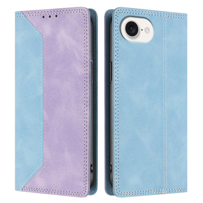 For iPhone 17e / 16e Leather Case Skin Touch Color Splicing RFID Blocking Wallet Stand Phone Cover