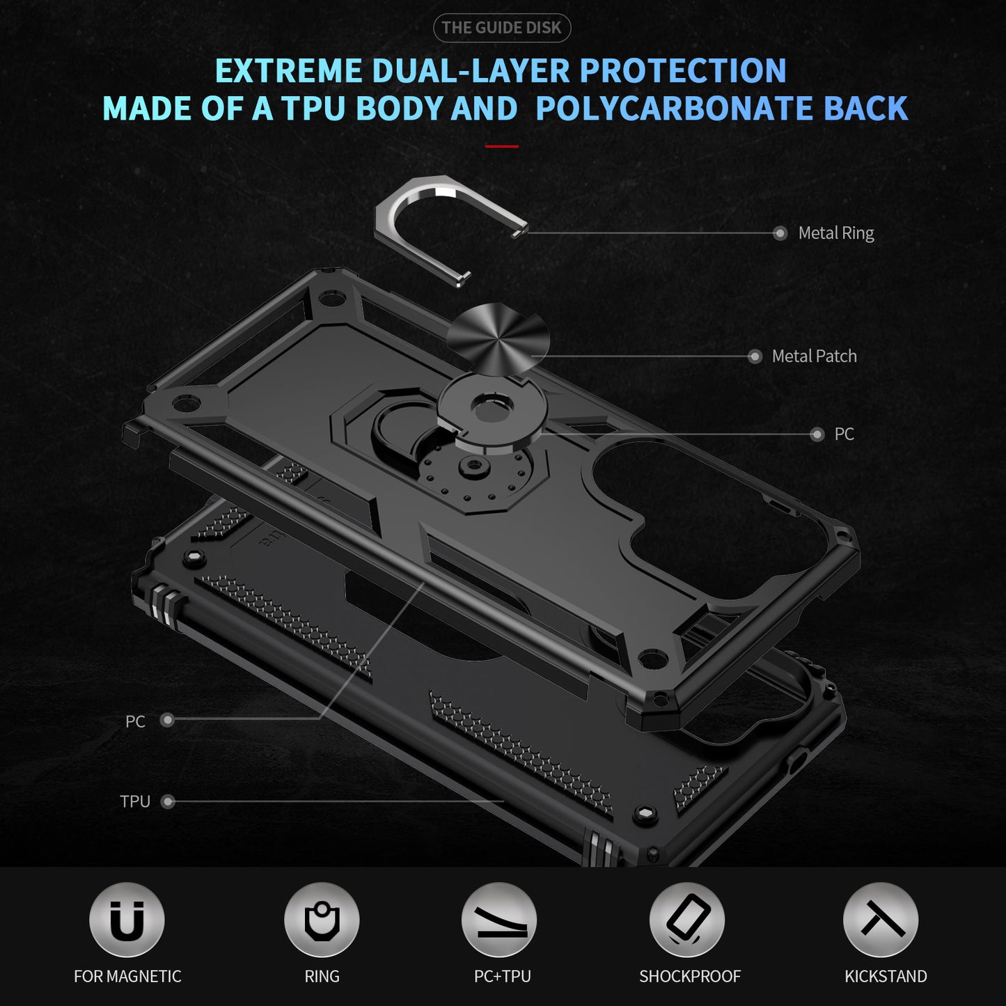 For Samsung Galaxy S26 Ultra Case PC + TPU Phone Cover with Kickstand