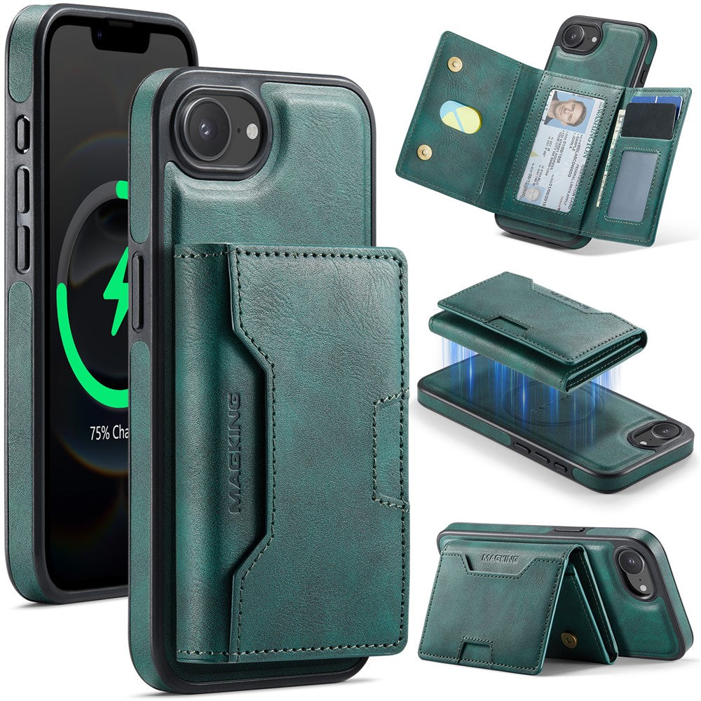MAGKING K4 Series For iPhone 17e / 16e Case Compatible with MagSafe Detachable Wallet PU TPU PC Phone Cover