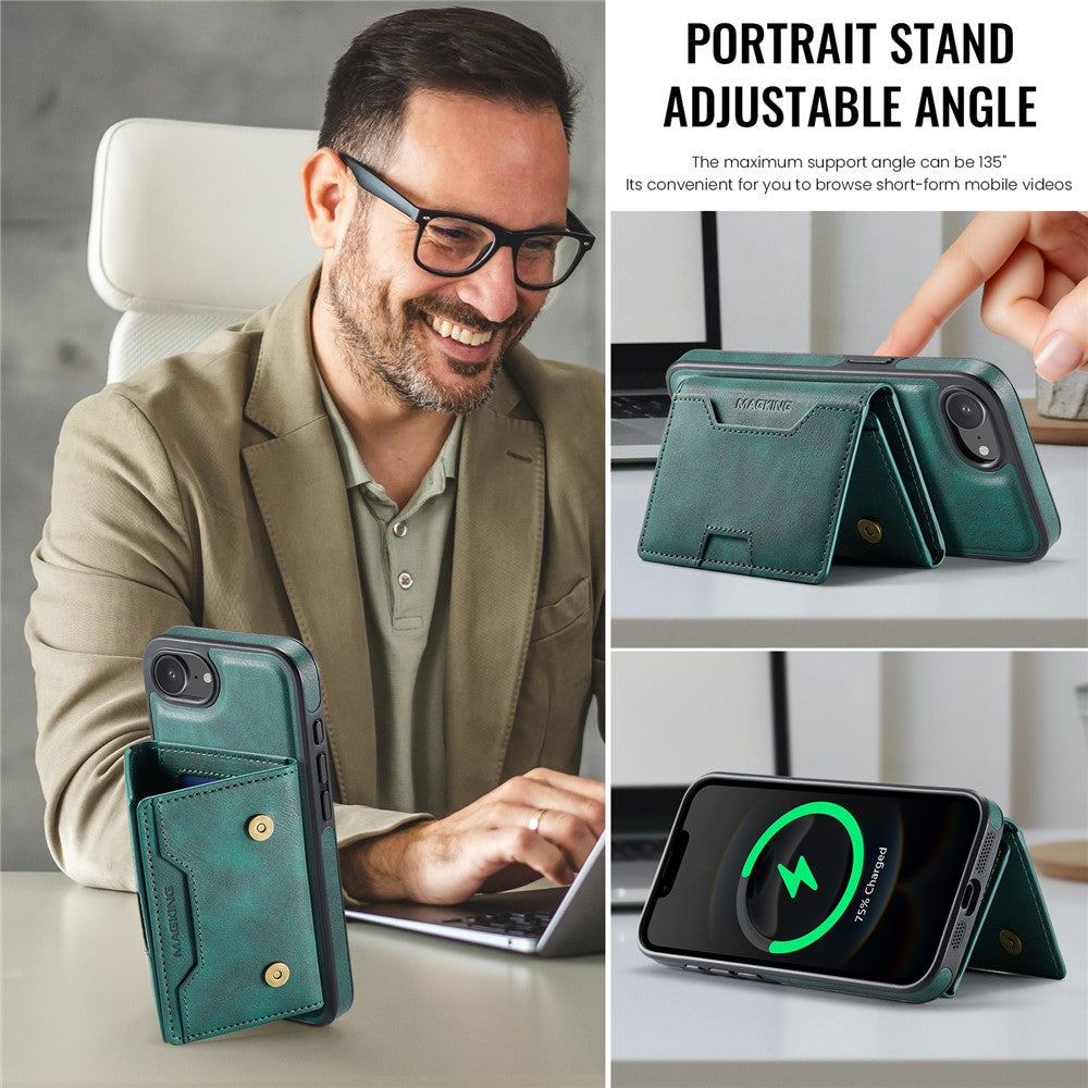 MAGKING K4 Series For iPhone 17e / 16e Case Compatible with MagSafe Detachable Wallet PU TPU PC Phone Cover