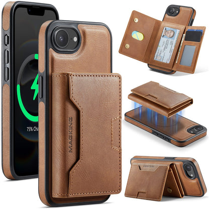 MAGKING K4 Series For iPhone 17e / 16e Case Compatible with MagSafe Detachable Wallet PU TPU PC Phone Cover