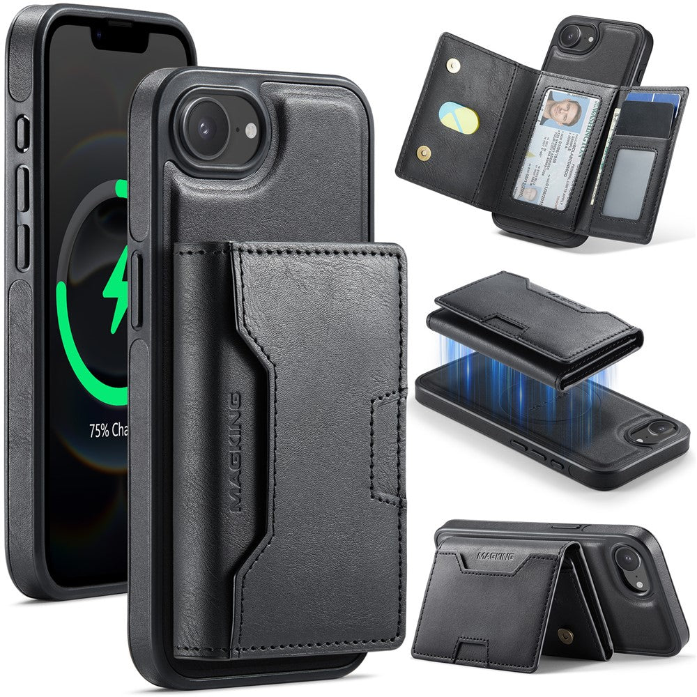 MAGKING K4 Series For iPhone 17e / 16e Case Compatible with MagSafe Detachable Wallet PU TPU PC Phone Cover