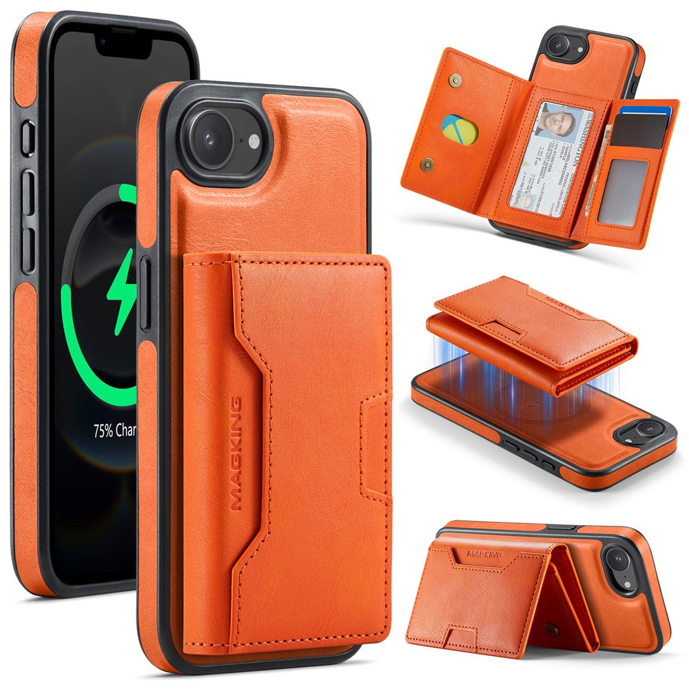 MAGKING K4 Series For iPhone 17e / 16e Case Compatible with MagSafe Detachable Wallet PU TPU PC Phone Cover