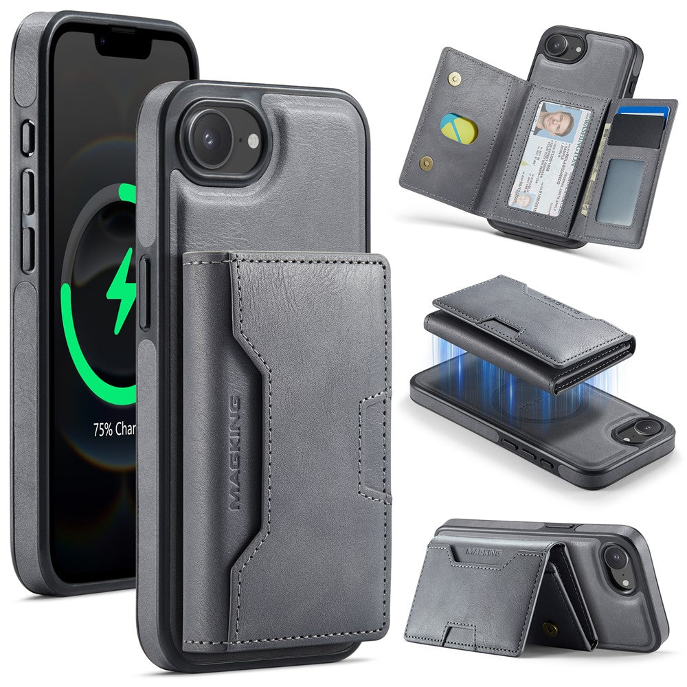 MAGKING K4 Series For iPhone 17e / 16e Case Compatible with MagSafe Detachable Wallet PU TPU PC Phone Cover