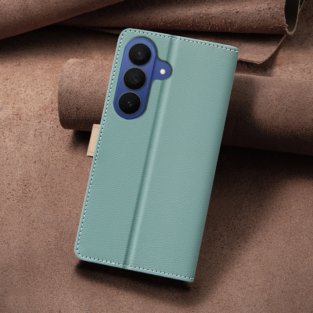 BINFEN COLOR For Samsung Galaxy S26+ Leather Case  Splicing Color RFID Blocking Wallet Stand Phone Cover