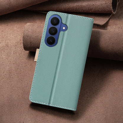 BINFEN COLOR For Samsung Galaxy S26+ Leather Case  Splicing Color RFID Blocking Wallet Stand Phone Cover