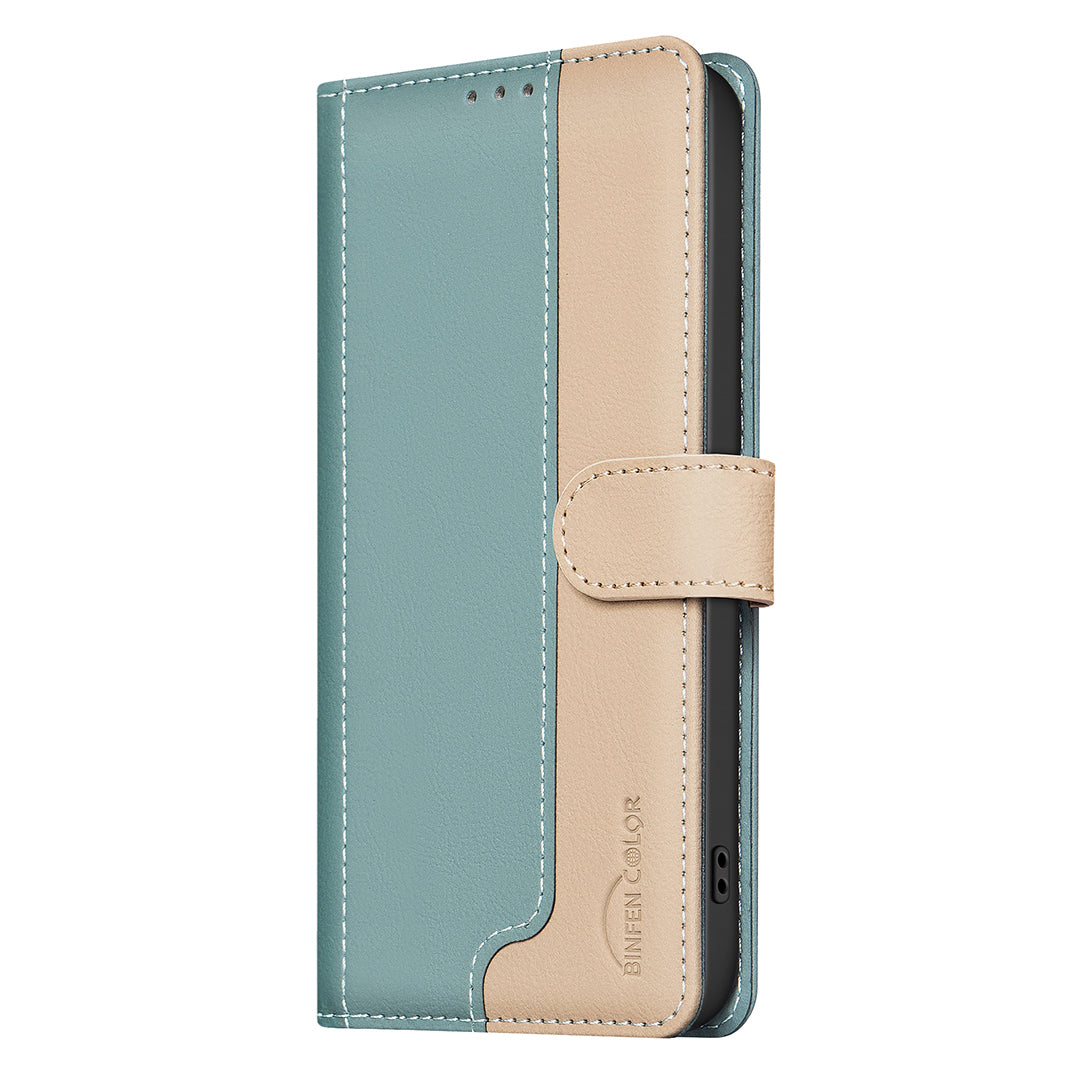 BINFEN COLOR For Samsung Galaxy S26+ Leather Case  Splicing Color RFID Blocking Wallet Stand Phone Cover
