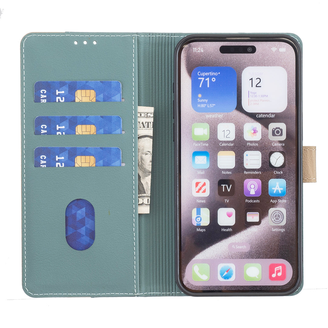 BINFEN COLOR For Samsung Galaxy S26+ Leather Case  Splicing Color RFID Blocking Wallet Stand Phone Cover