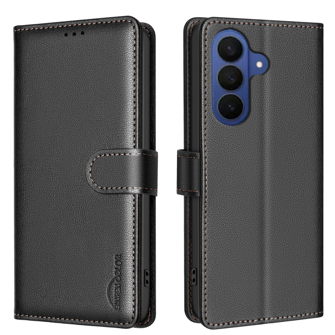 BINFEN COLOR For Samsung Galaxy S26+ Leather Case  BF32 Wallet RFID Blocking Phone Cover