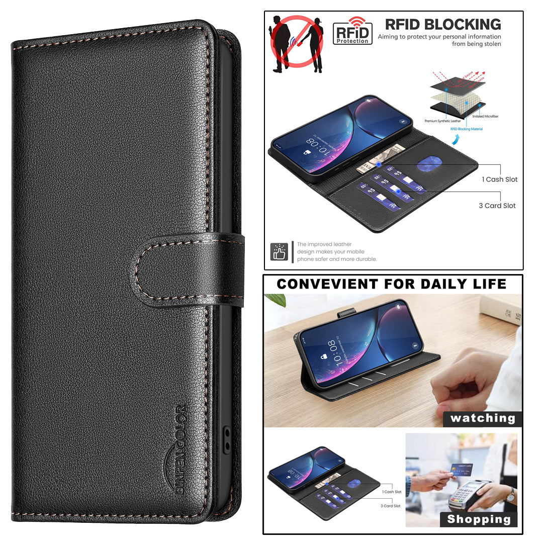 BINFEN COLOR For Samsung Galaxy S26+ Leather Case  BF32 Wallet RFID Blocking Phone Cover