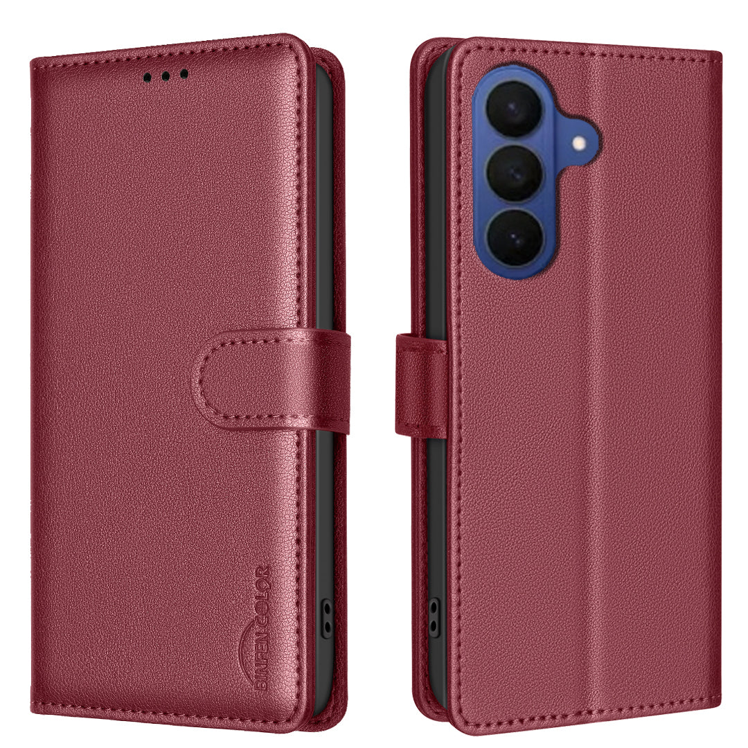 BINFEN COLOR For Samsung Galaxy S26+ Leather Case  BF32 Wallet RFID Blocking Phone Cover