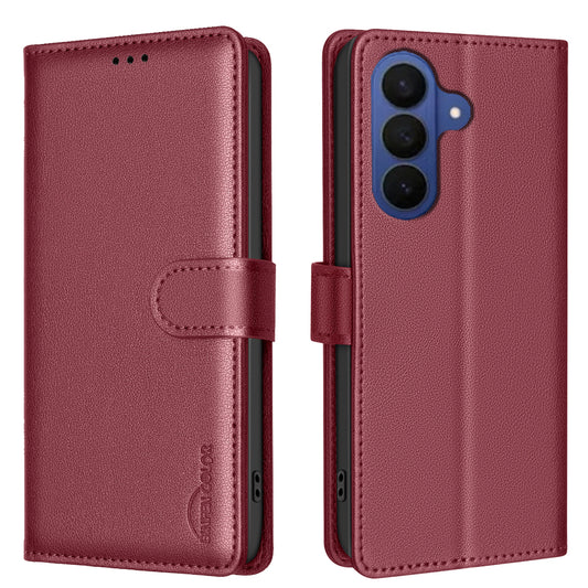 BINFEN COLOR For Samsung Galaxy S26+ Leather Case  BF32 Wallet RFID Blocking Phone Cover