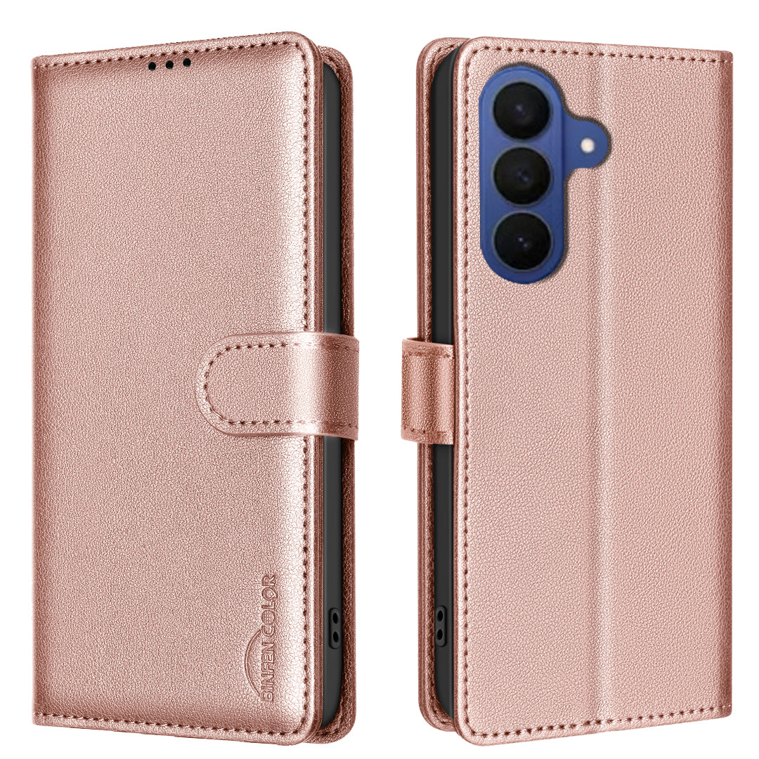 BINFEN COLOR For Samsung Galaxy S26+ Leather Case  BF32 Wallet RFID Blocking Phone Cover