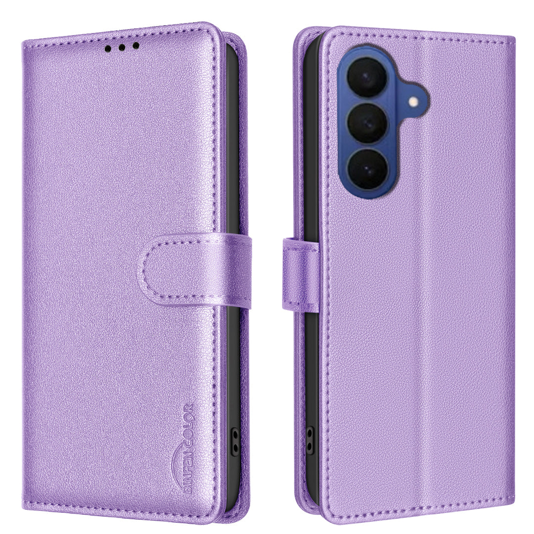 BINFEN COLOR For Samsung Galaxy S26+ Leather Case  BF32 Wallet RFID Blocking Phone Cover