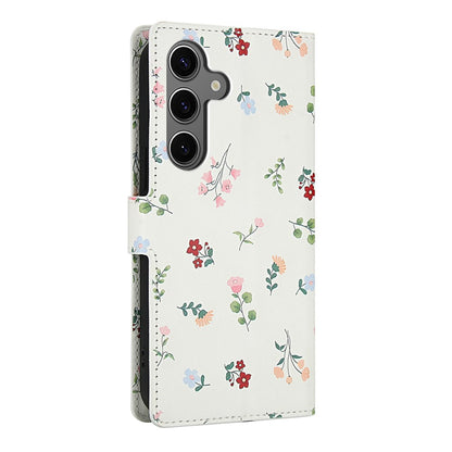 For Samsung Galaxy S26+ Wallet Case Rhombic Floral Design Leather Flip Phone Cover with Strap