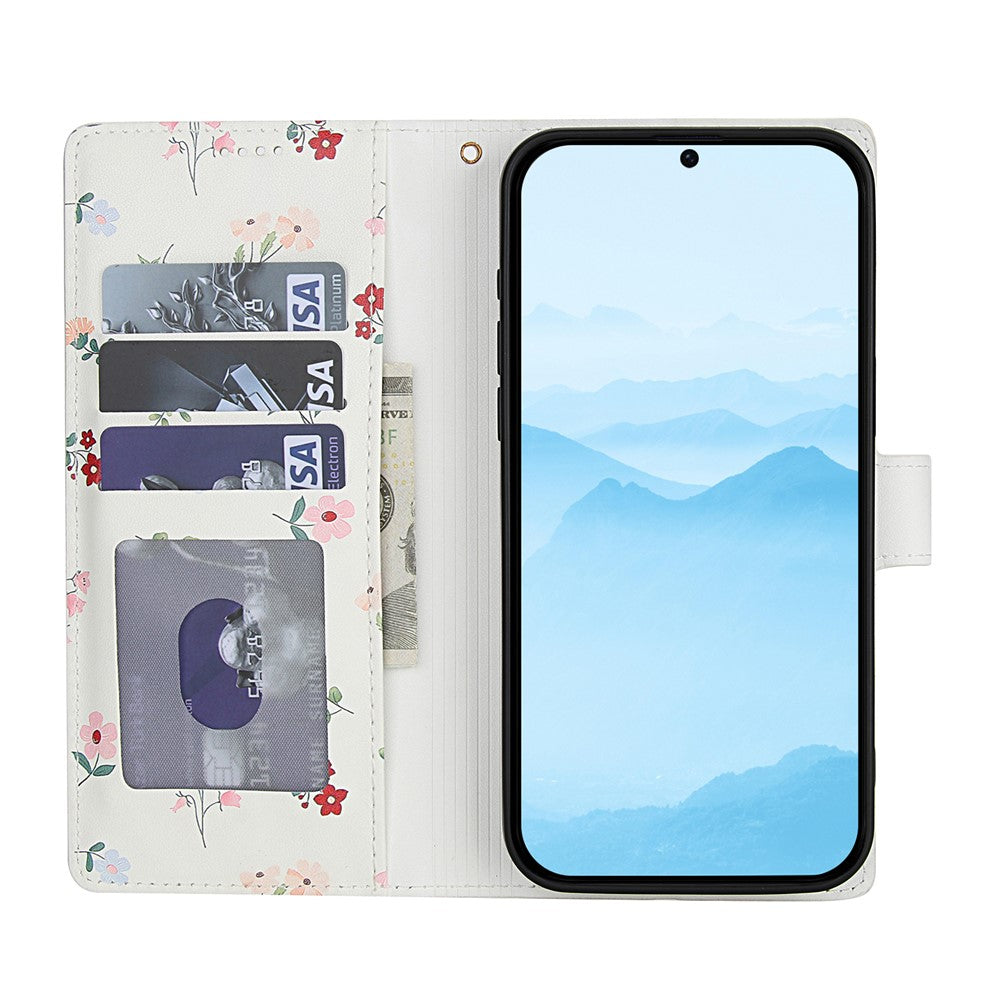 For Samsung Galaxy S26+ Wallet Case Rhombic Floral Design Leather Flip Phone Cover with Strap