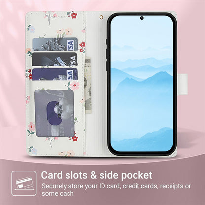 For Samsung Galaxy S26+ Wallet Case Rhombic Floral Design Leather Flip Phone Cover with Strap