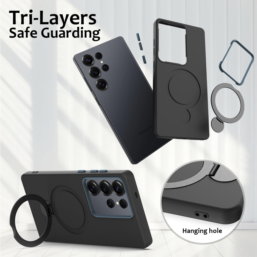 For Samsung Galaxy S25 Ultra Phone Case with Rotating Ring Kickstand TPU + PC Back Cover
