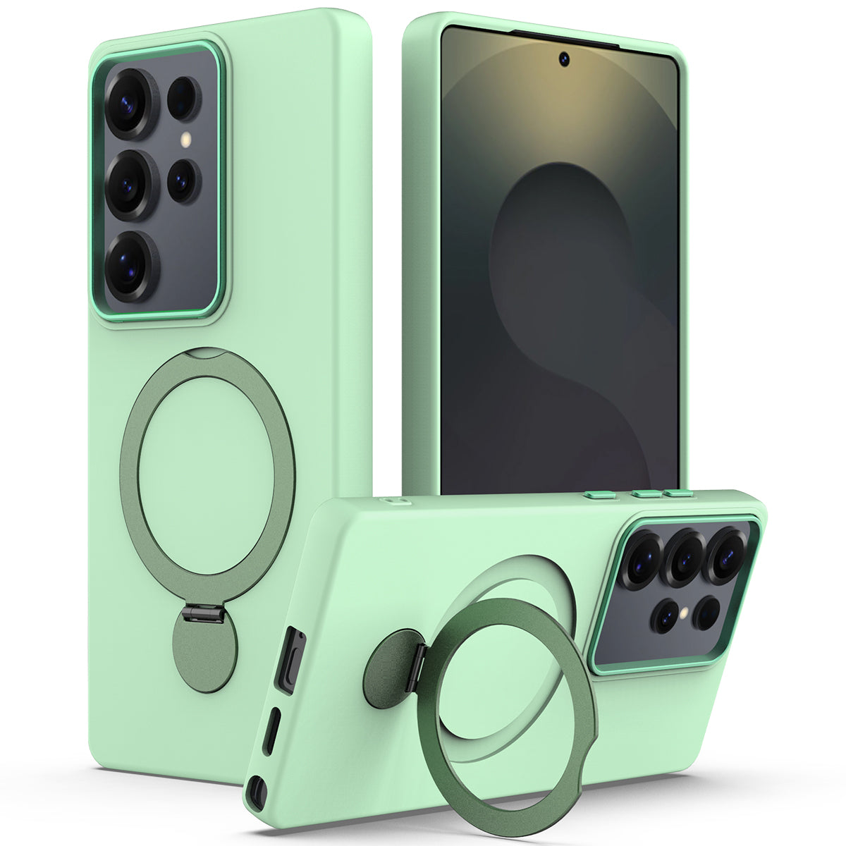 For Samsung Galaxy S25 Ultra Phone Case with Rotating Ring Kickstand TPU + PC Back Cover