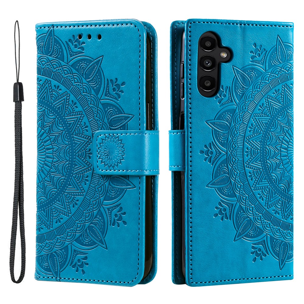For Samsung Galaxy S26+ Stand Case Imprinted Totem PU Leather Wallet Phone Cover with Wrist Strap