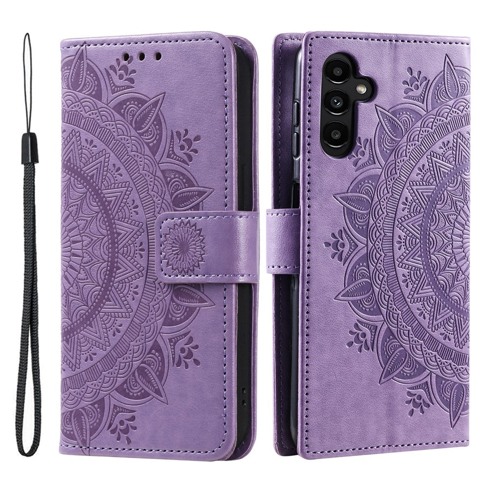 For Samsung Galaxy S26+ Stand Case Imprinted Totem PU Leather Wallet Phone Cover with Wrist Strap