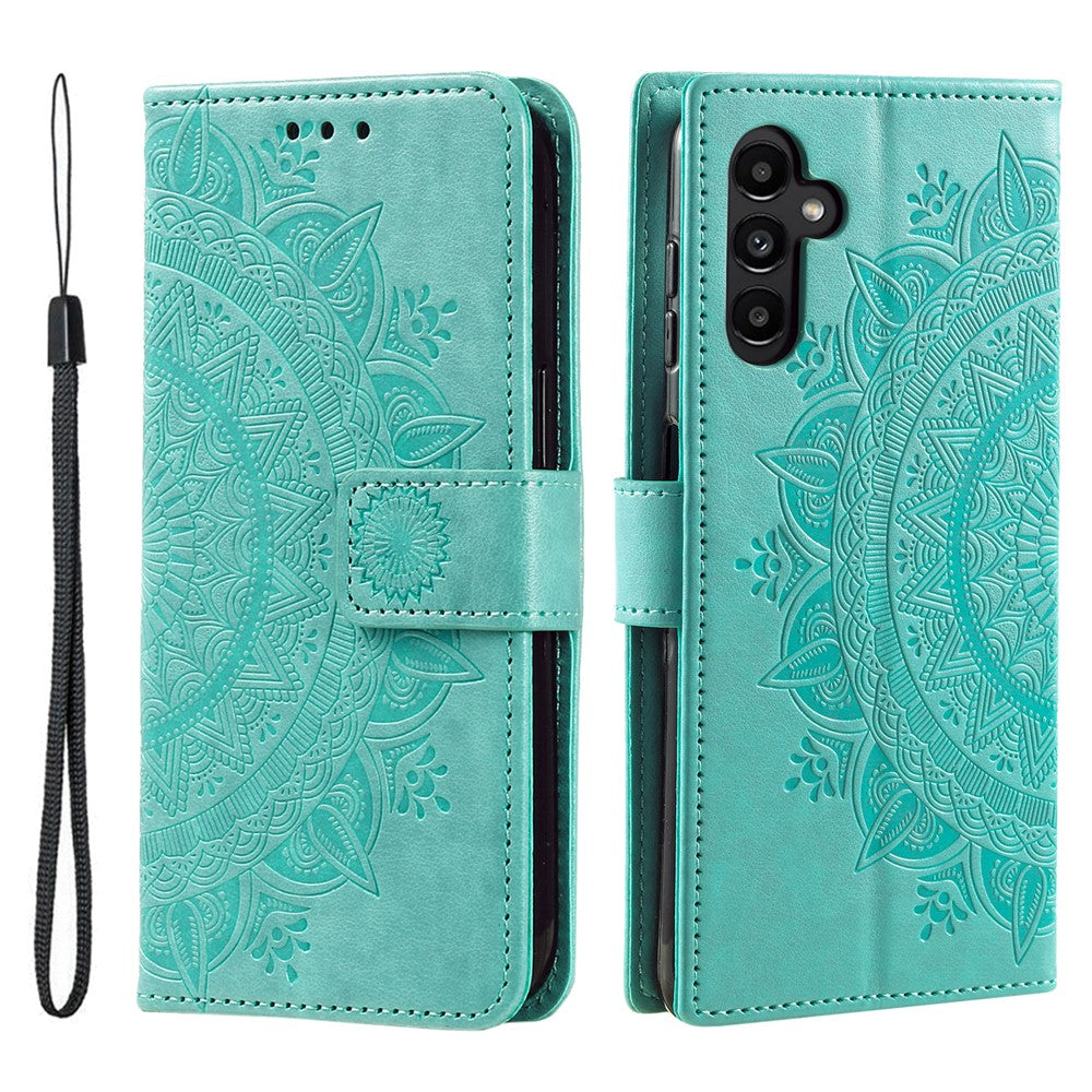 For Samsung Galaxy S26+ Stand Case Imprinted Totem PU Leather Wallet Phone Cover with Wrist Strap