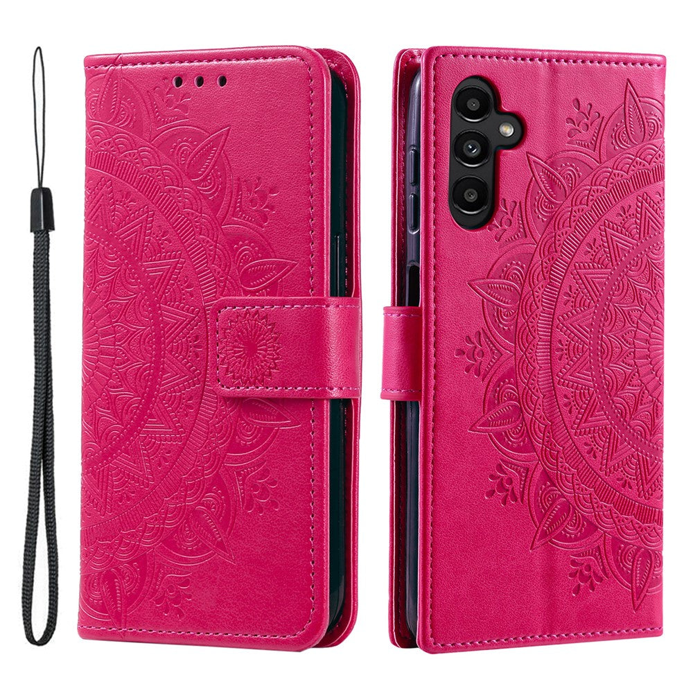 For Samsung Galaxy S26+ Stand Case Imprinted Totem PU Leather Wallet Phone Cover with Wrist Strap