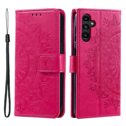 For Samsung Galaxy S26+ Stand Case Imprinted Totem PU Leather Wallet Phone Cover with Wrist Strap