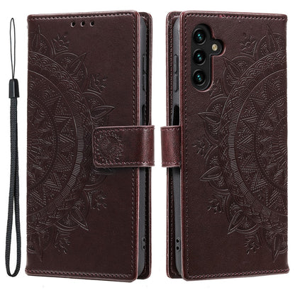 For Samsung Galaxy S26+ Stand Case Imprinted Totem PU Leather Wallet Phone Cover with Wrist Strap