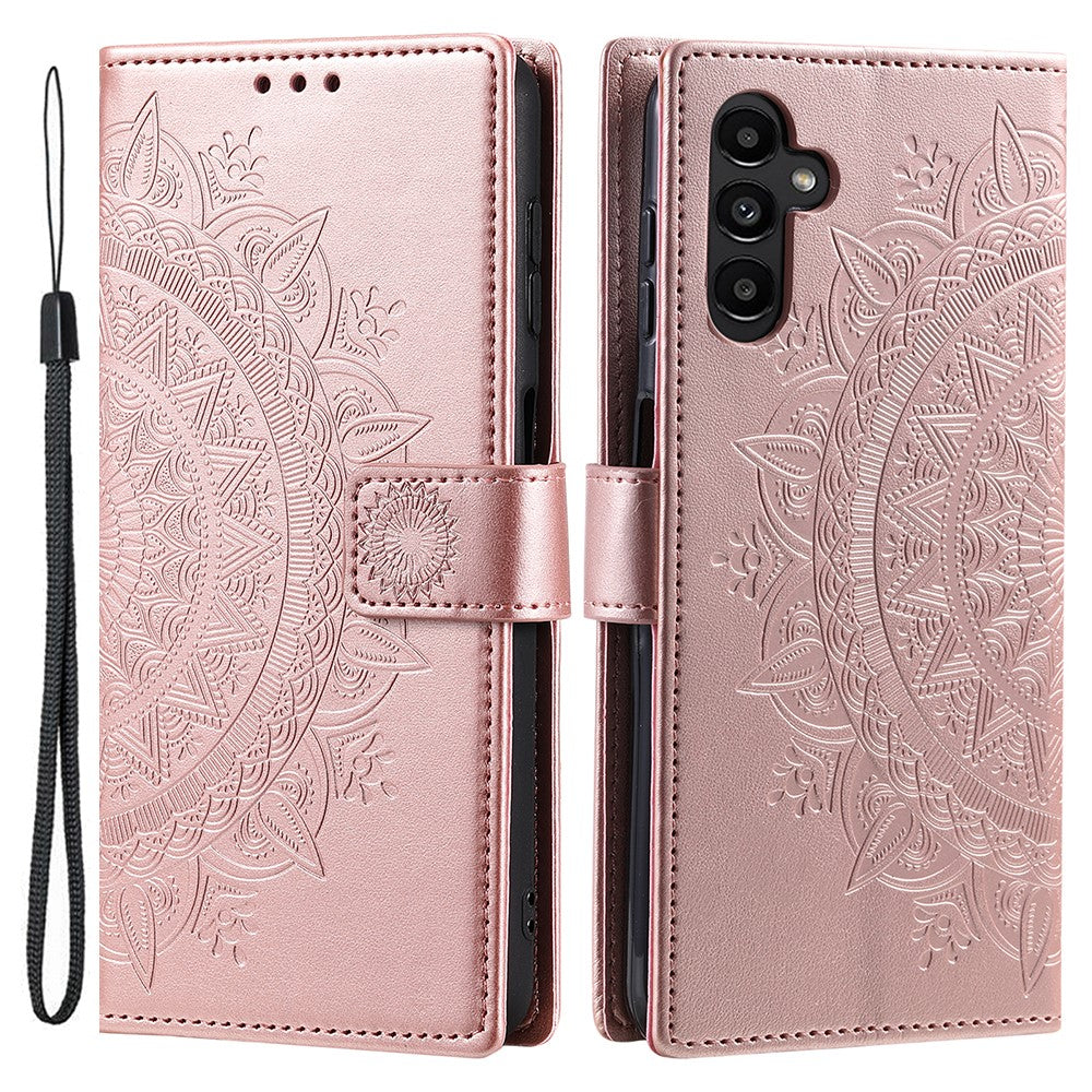 For Samsung Galaxy S26+ Stand Case Imprinted Totem PU Leather Wallet Phone Cover with Wrist Strap