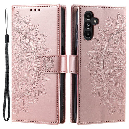 For Samsung Galaxy S26+ Stand Case Imprinted Totem PU Leather Wallet Phone Cover with Wrist Strap