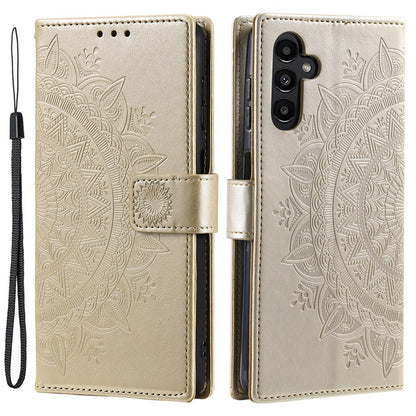 For Samsung Galaxy S26+ Stand Case Imprinted Totem PU Leather Wallet Phone Cover with Wrist Strap